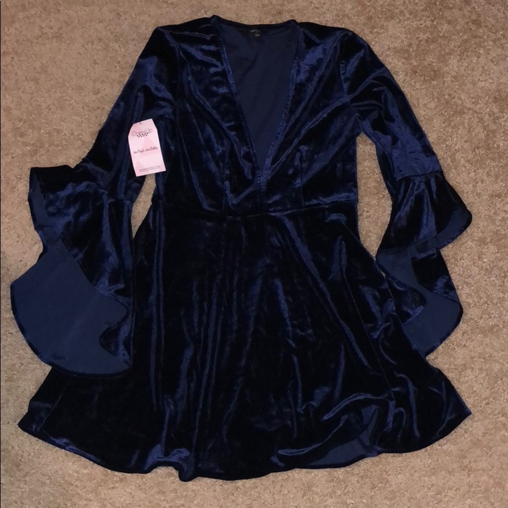 Very J navy velvet dress